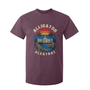 Alligator Alcatraz Political T Shirt For Kid Florida Prison State Retro Sunset TS02 Maroon Print Your Wear