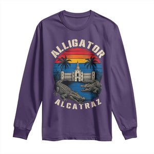 Alligator Alcatraz Political Long Sleeve Shirt Florida Prison State Retro Sunset TS02 Purple Print Your Wear