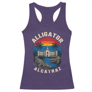 Alligator Alcatraz Political Racerback Tank Top Florida Prison State Retro Sunset TS02 Purple Print Your Wear