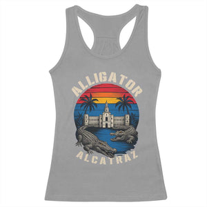 Alligator Alcatraz Political Racerback Tank Top Florida Prison State Retro Sunset TS02 Sport Gray Print Your Wear