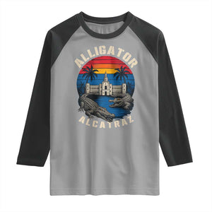 Alligator Alcatraz Political Raglan Shirt Florida Prison State Retro Sunset TS02 Sport Gray Black Print Your Wear