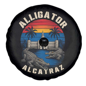 Alligator Alcatraz Political Spare Tire Cover Florida Prison State Retro Sunset TS02 Print Your Wear