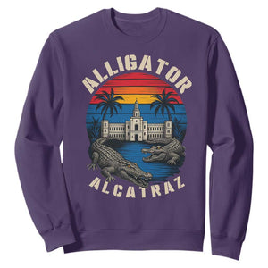 Alligator Alcatraz Political Sweatshirt Florida Prison State Retro Sunset TS02 Purple Print Your Wear