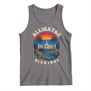 Alligator Alcatraz Political Tank Top Florida Prison State Retro Sunset TS02 Deep Heather Print Your Wear