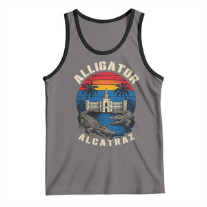 Alligator Alcatraz Political Tank Top Florida Prison State Retro Sunset TS02 Deep Heather Black Print Your Wear