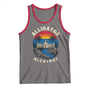 Alligator Alcatraz Political Tank Top Florida Prison State Retro Sunset TS02 Deep Heather Red Print Your Wear