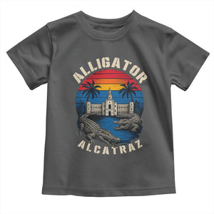 Alligator Alcatraz Political Toddler T Shirt Florida Prison State Retro Sunset TS02 Dark Heather Print Your Wear