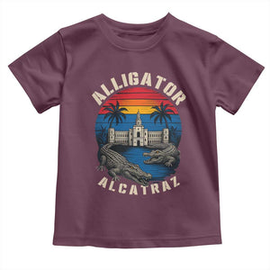 Alligator Alcatraz Political Toddler T Shirt Florida Prison State Retro Sunset TS02 Maroon Print Your Wear