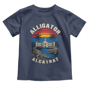 Alligator Alcatraz Political Toddler T Shirt Florida Prison State Retro Sunset TS02 Navy Print Your Wear