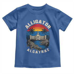 Alligator Alcatraz Political Toddler T Shirt Florida Prison State Retro Sunset TS02 Royal Blue Print Your Wear