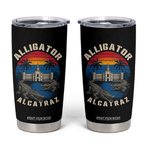 Alligator Alcatraz Political Tumbler Cup Florida Prison State Retro Sunset TS02 Black Print Your Wear