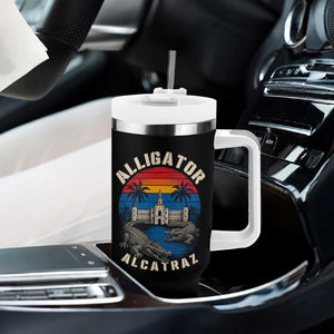 Alligator Alcatraz Political Tumbler With Handle Florida Prison State Retro Sunset TS02 Print Your Wear