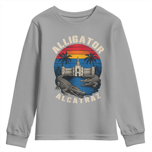 Alligator Alcatraz Political Youth Sweatshirt Florida Prison State Retro Sunset TS02 Sport Gray Print Your Wear
