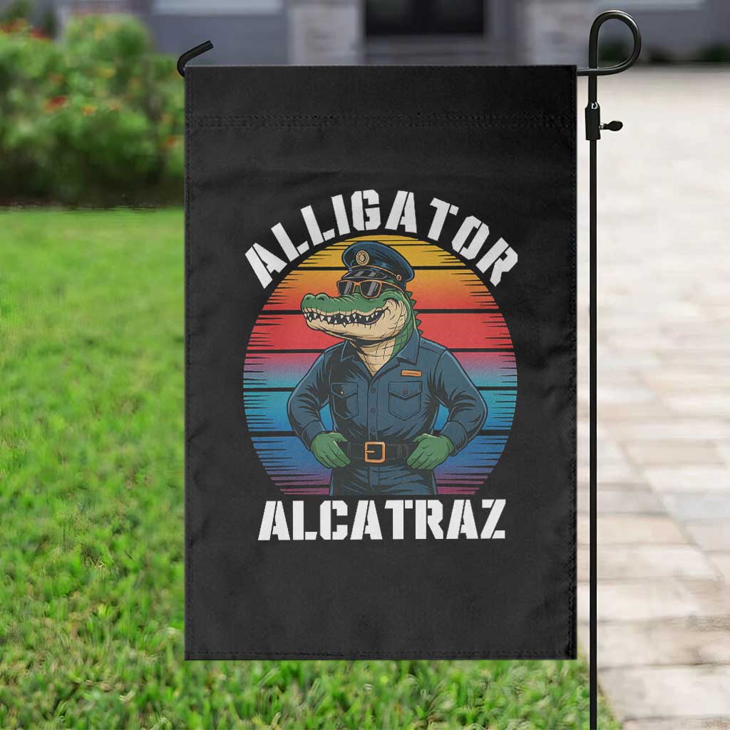 Alligator Alcatraz Florida Garden Flag Funny Gator Cop Political Humor Retro Sunset TS02 Print Your Wear