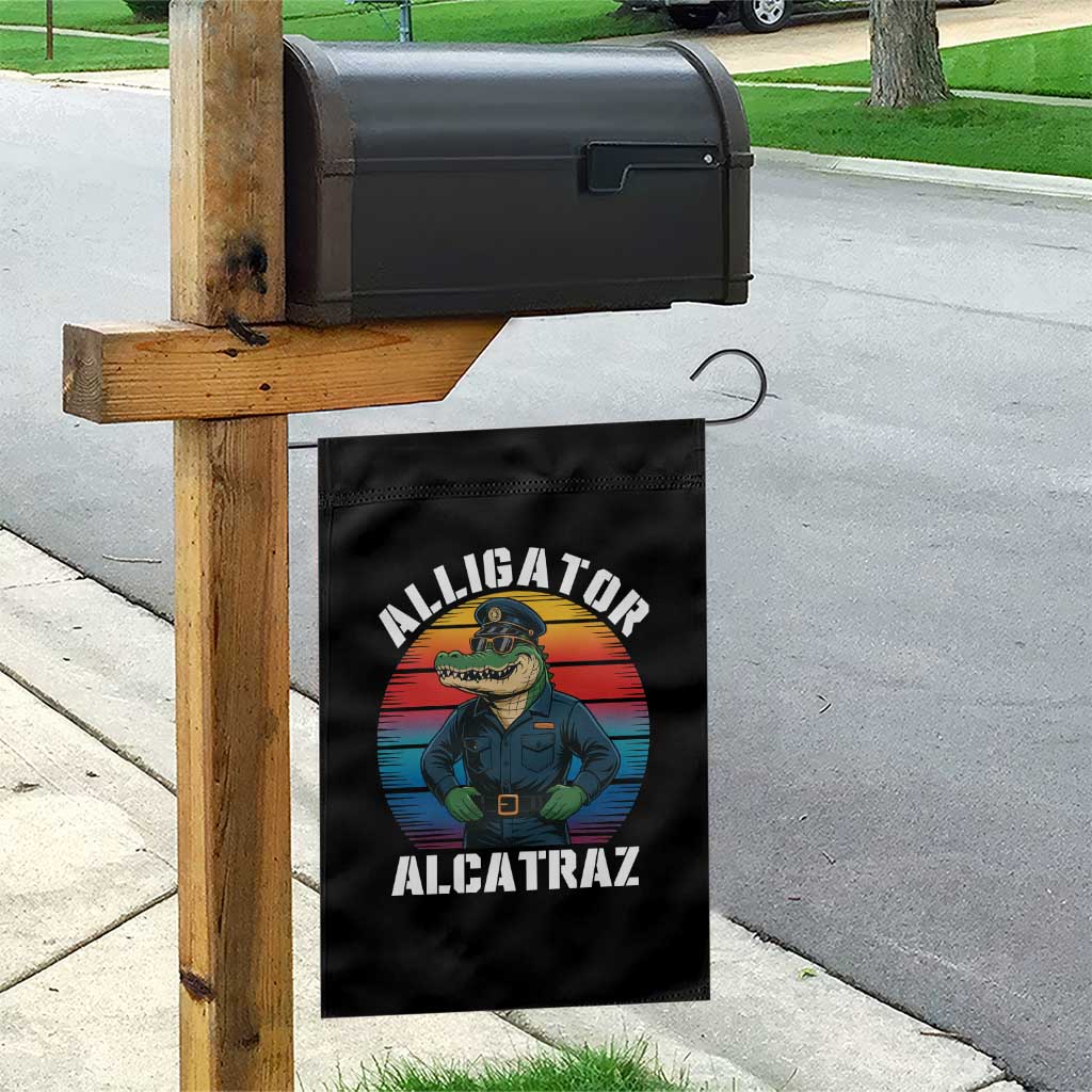 Alligator Alcatraz Florida Garden Flag Funny Gator Cop Political Humor Retro Sunset TS02 Print Your Wear
