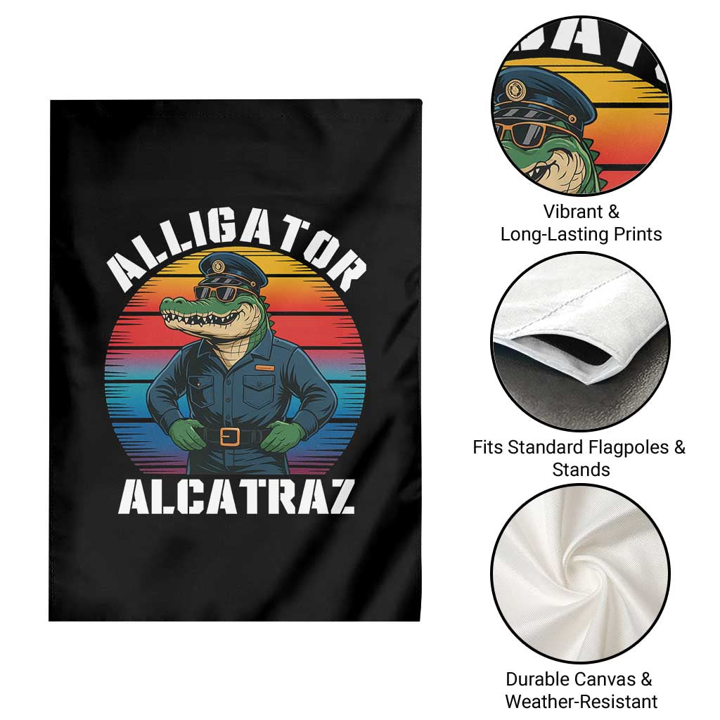 Alligator Alcatraz Florida Garden Flag Funny Gator Cop Political Humor Retro Sunset TS02 Print Your Wear