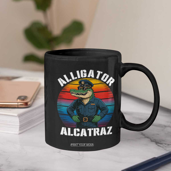 Alligator Alcatraz Florida Coffee Mug Funny Gator Cop Political Humor Retro  Sunset - PrintYourWear