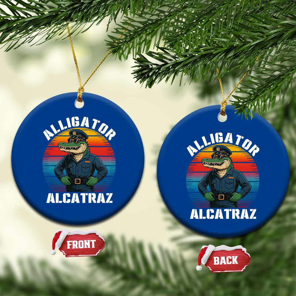 Alligator Alcatraz Florida Ceramic Ornament Funny Gator Cop Political Humor Retro Sunset TS02 1pc Blue Print Your Wear
