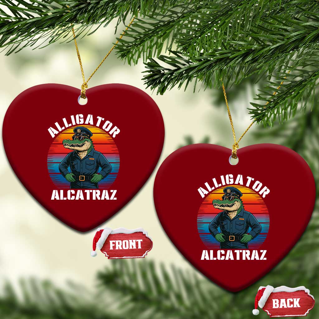 Alligator Alcatraz Florida Ceramic Ornament Funny Gator Cop Political Humor Retro Sunset TS02 Print Your Wear