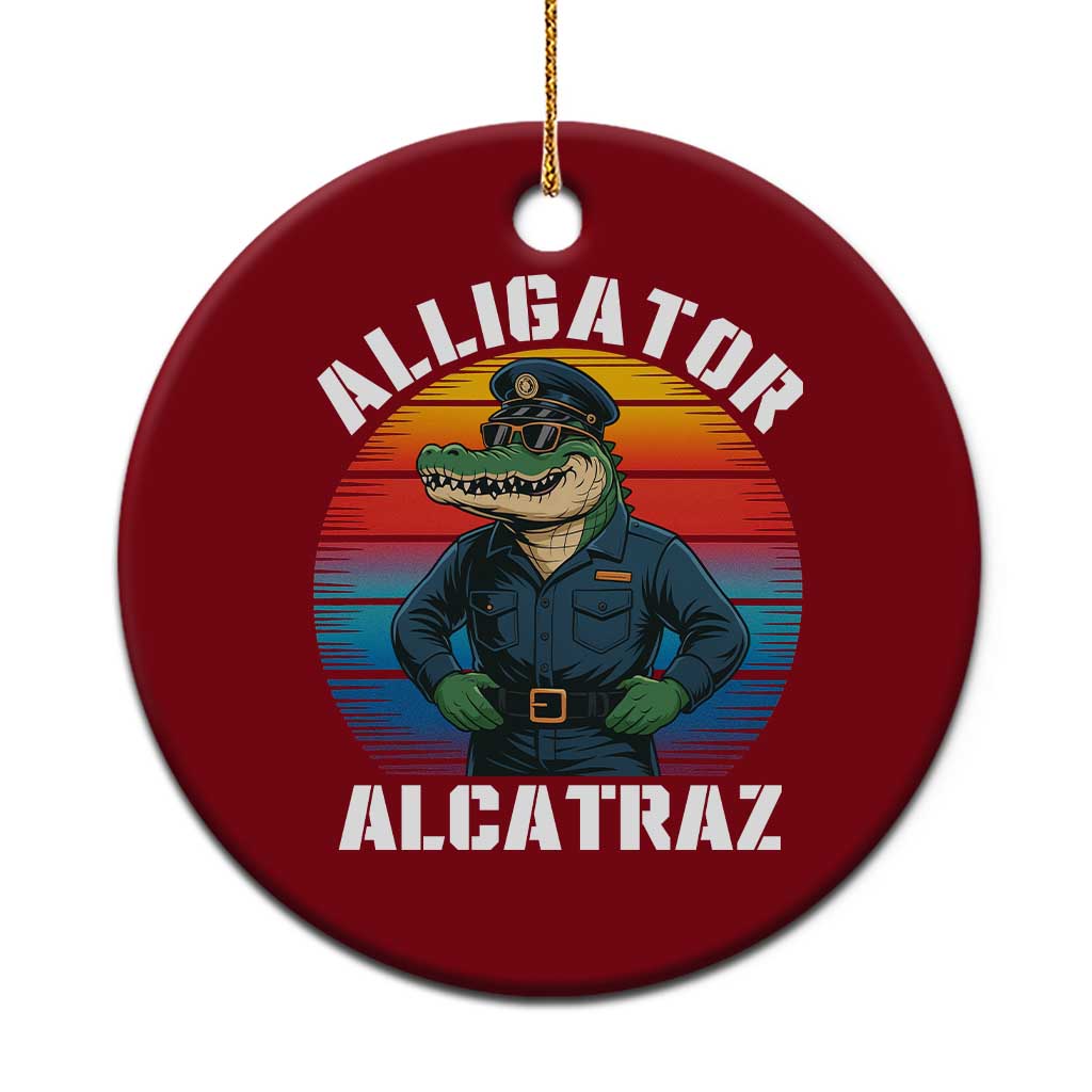 Alligator Alcatraz Florida Ceramic Ornament Funny Gator Cop Political Humor Retro Sunset TS02 1pc Red Print Your Wear