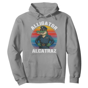 Alligator Alcatraz Florida Hoodie Funny Gator Cop Political Humor Retro Sunset TS02 Sport Gray Print Your Wear