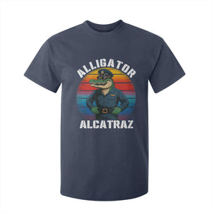 Alligator Alcatraz Florida T Shirt For Kid Funny Gator Cop Political Humor Retro Sunset TS02 Navy Print Your Wear