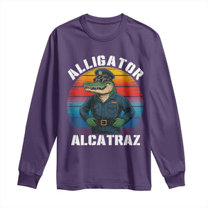 Alligator Alcatraz Florida Long Sleeve Shirt Funny Gator Cop Political Humor Retro Sunset TS02 Purple Print Your Wear