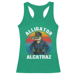 Alligator Alcatraz Florida Racerback Tank Top Funny Gator Cop Political Humor Retro Sunset TS02 Irish Green Print Your Wear