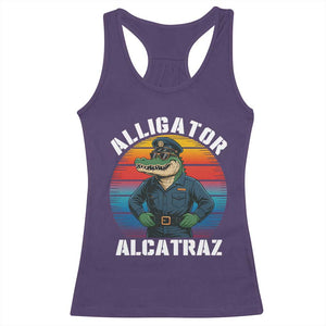Alligator Alcatraz Florida Racerback Tank Top Funny Gator Cop Political Humor Retro Sunset TS02 Purple Print Your Wear