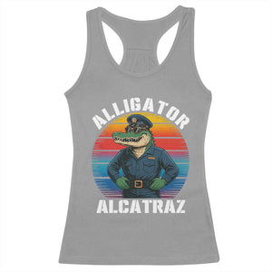 Alligator Alcatraz Florida Racerback Tank Top Funny Gator Cop Political Humor Retro Sunset TS02 Sport Gray Print Your Wear