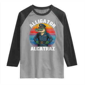 Alligator Alcatraz Florida Raglan Shirt Funny Gator Cop Political Humor Retro Sunset TS02 Sport Gray Black Print Your Wear