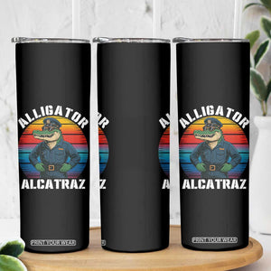 Alligator Alcatraz Florida Skinny Tumbler Funny Gator Cop Political Humor Retro Sunset TS02 Print Your Wear