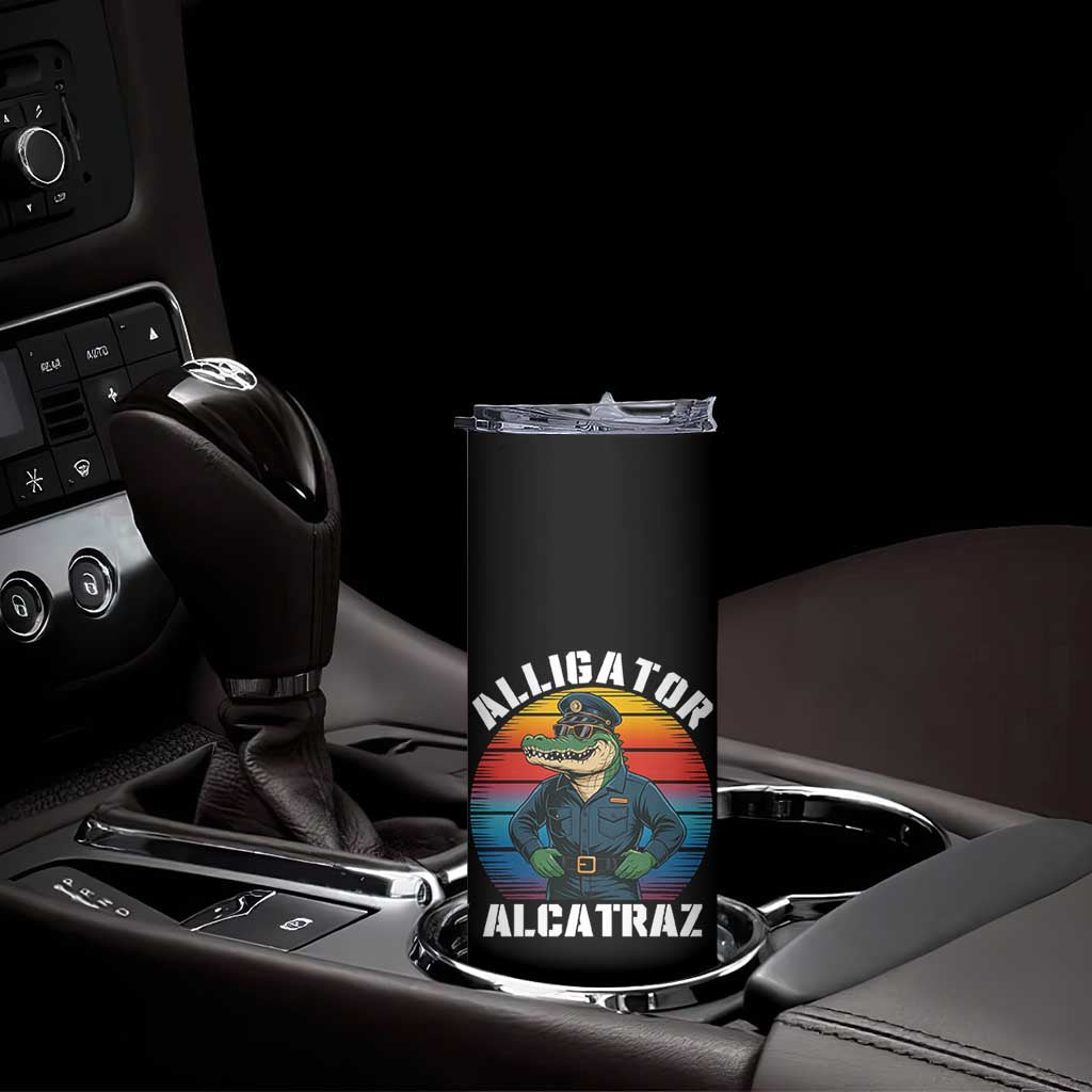 Alligator Alcatraz Florida Skinny Tumbler Funny Gator Cop Political Humor Retro Sunset TS02 Print Your Wear