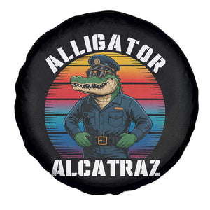 Alligator Alcatraz Florida Spare Tire Cover Funny Gator Cop Political Humor Retro Sunset TS02 Print Your Wear
