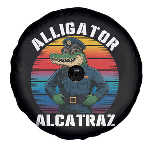 Alligator Alcatraz Florida Spare Tire Cover Funny Gator Cop Political Humor Retro Sunset TS02 Print Your Wear