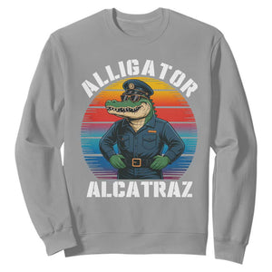 Alligator Alcatraz Florida Sweatshirt Funny Gator Cop Political Humor Retro Sunset TS02 Sport Gray Print Your Wear