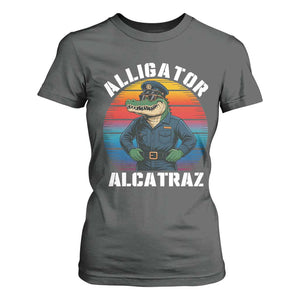 Alligator Alcatraz Florida T Shirt For Women Funny Gator Cop Political Humor Retro Sunset TS02 Dark Heather Print Your Wear