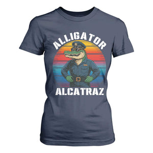 Alligator Alcatraz Florida T Shirt For Women Funny Gator Cop Political Humor Retro Sunset TS02 Navy Print Your Wear