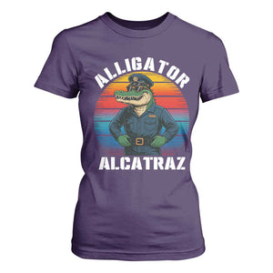 Alligator Alcatraz Florida T Shirt For Women Funny Gator Cop Political Humor Retro Sunset TS02 Purple Print Your Wear