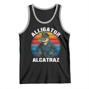 Alligator Alcatraz Florida Tank Top Funny Gator Cop Political Humor Retro Sunset TS02 Black Athletic Heather Print Your Wear