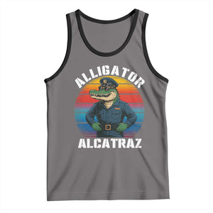 Alligator Alcatraz Florida Tank Top Funny Gator Cop Political Humor Retro Sunset TS02 Deep Heather Black Print Your Wear
