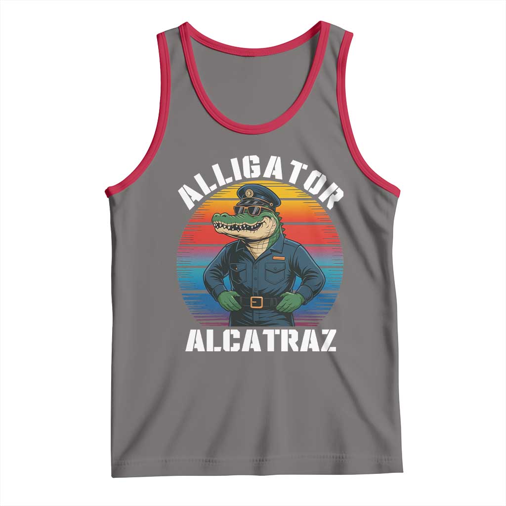 Alligator Alcatraz Florida Tank Top Funny Gator Cop Political Humor Retro Sunset TS02 Deep Heather Red Print Your Wear