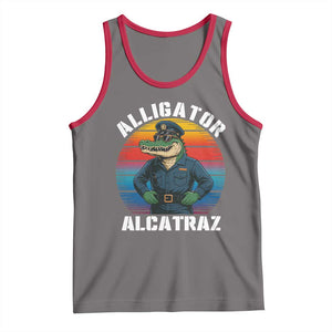 Alligator Alcatraz Florida Tank Top Funny Gator Cop Political Humor Retro Sunset TS02 Deep Heather Red Print Your Wear