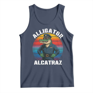 Alligator Alcatraz Florida Tank Top Funny Gator Cop Political Humor Retro Sunset TS02 Navy Print Your Wear