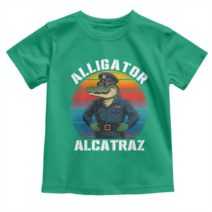 Alligator Alcatraz Florida Toddler T Shirt Funny Gator Cop Political Humor Retro Sunset TS02 Irish Green Print Your Wear