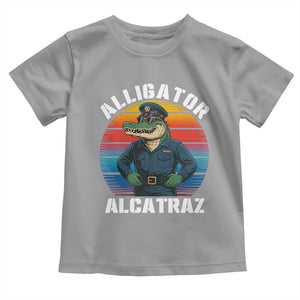 Alligator Alcatraz Florida Toddler T Shirt Funny Gator Cop Political Humor Retro Sunset TS02 Sport Gray Print Your Wear