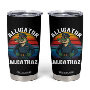 Alligator Alcatraz Florida Tumbler Cup Funny Gator Cop Political Humor Retro Sunset TS02 Black Print Your Wear