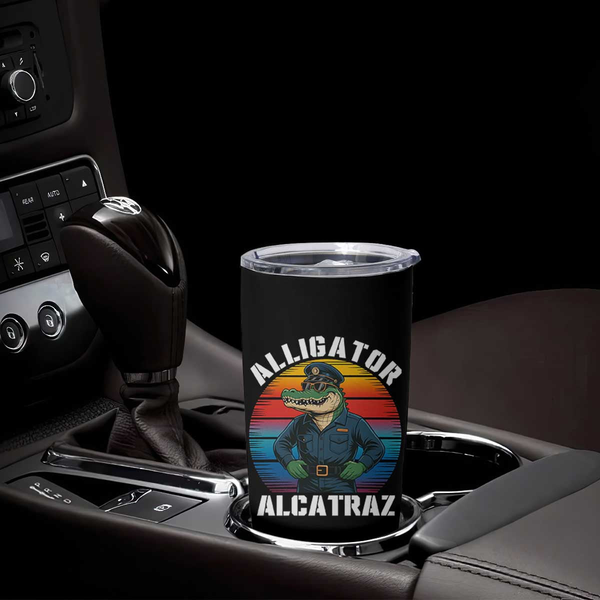 Alligator Alcatraz Florida Tumbler Cup Funny Gator Cop Political Humor Retro Sunset TS02 Print Your Wear