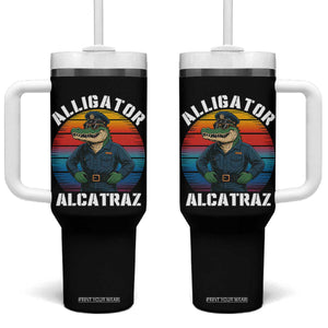 Alligator Alcatraz Florida Tumbler With Handle Funny Gator Cop Political Humor Retro Sunset TS02 One Size: 40 oz Black Print Your Wear