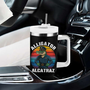 Alligator Alcatraz Florida Tumbler With Handle Funny Gator Cop Political Humor Retro Sunset TS02 Print Your Wear